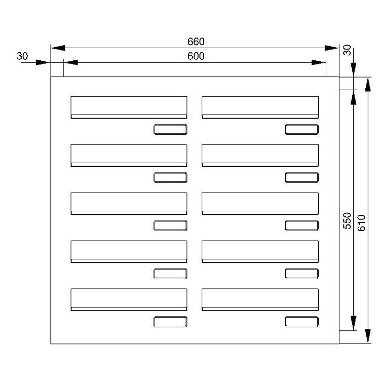 10 Türseitenteil Briefkastenanlage Edelstahl waagerechte Kästen TB4