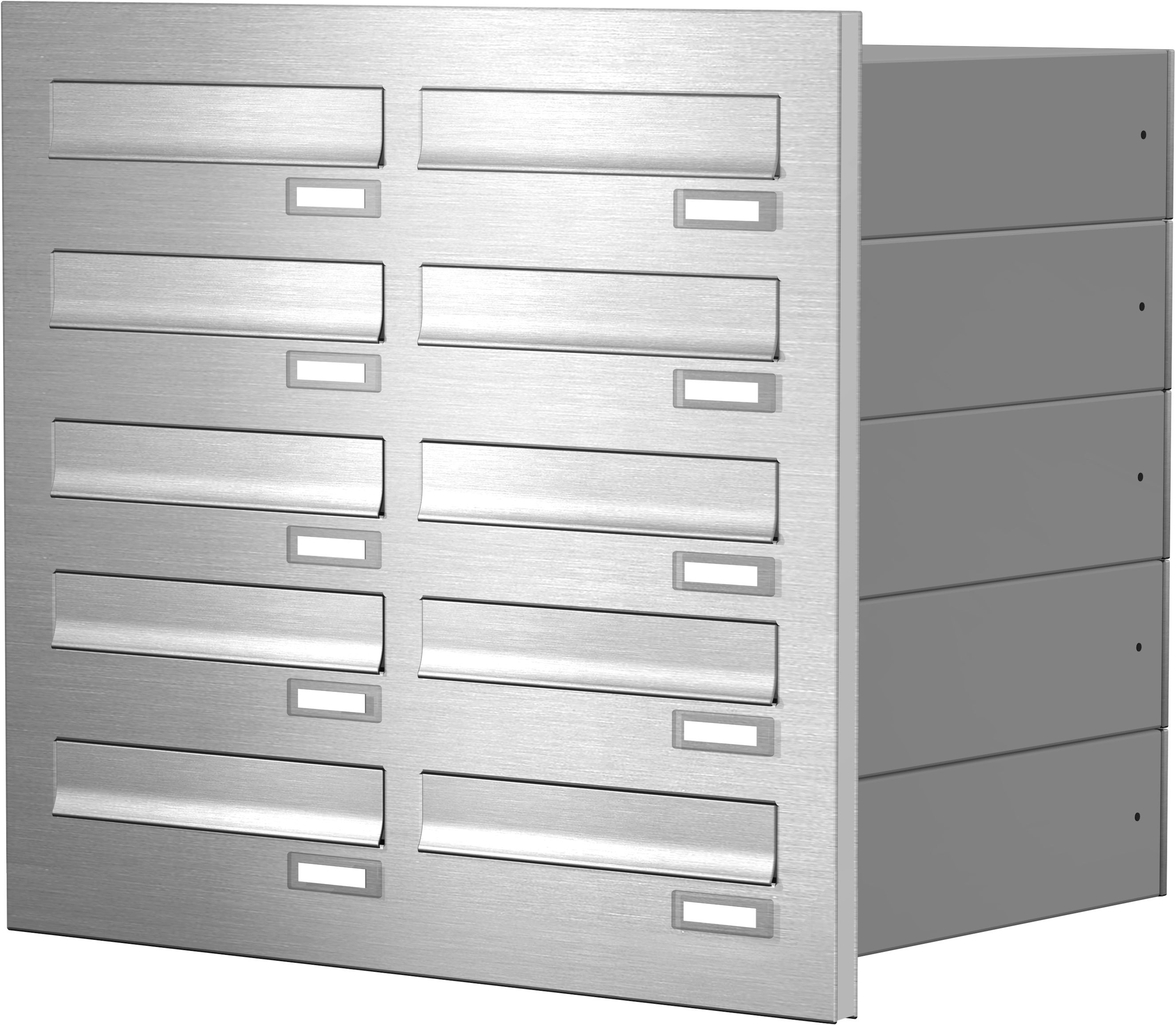 10er Türseitenteil Briefkastenanlage Edelstahl waagerechte Kästen TB4