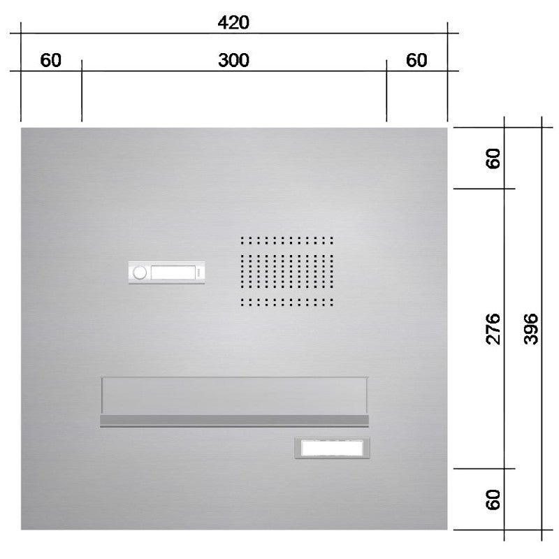 Türseitenteil Briefkastenanlage Edelstahl mit Klingel TB3