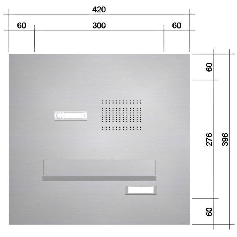 TB3-T-rseitenbriefkasten-edelstahl-1 Türseitenteil Briefkastenanlage Edelstahl mit Klingel TB3