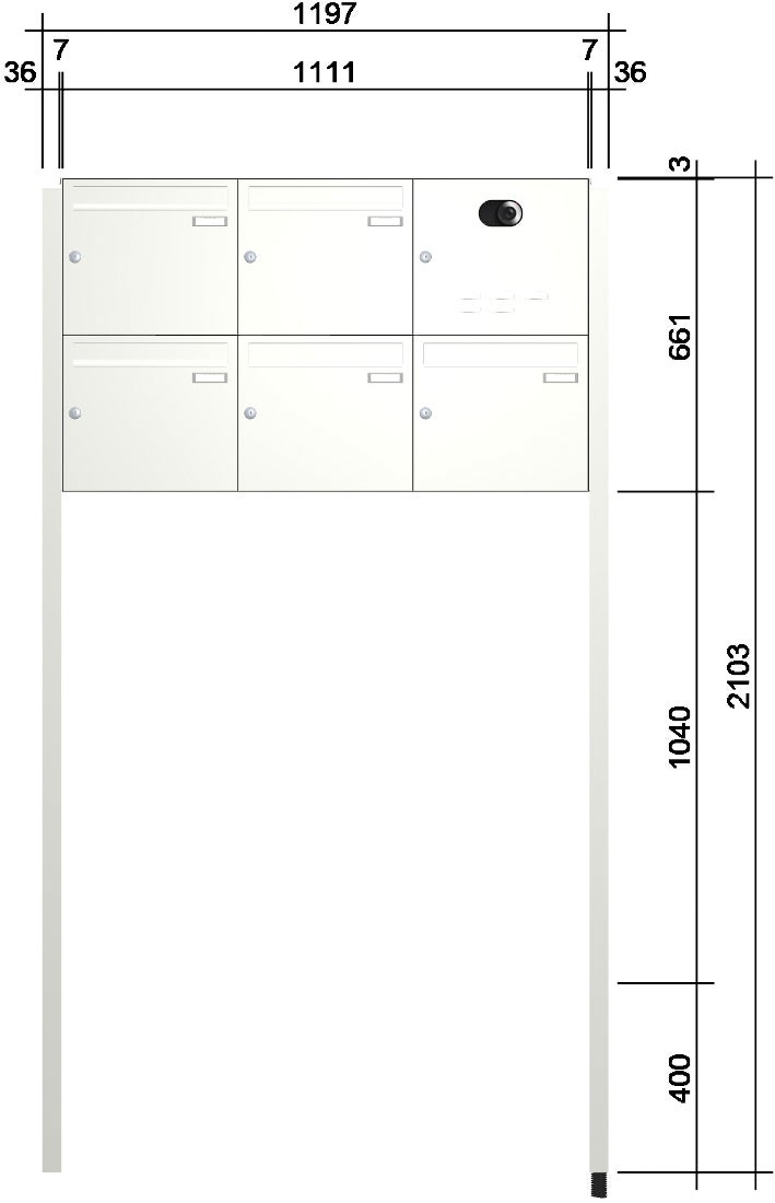 Freistehende Briefkastenanlage mit Kamera & Klingel AV