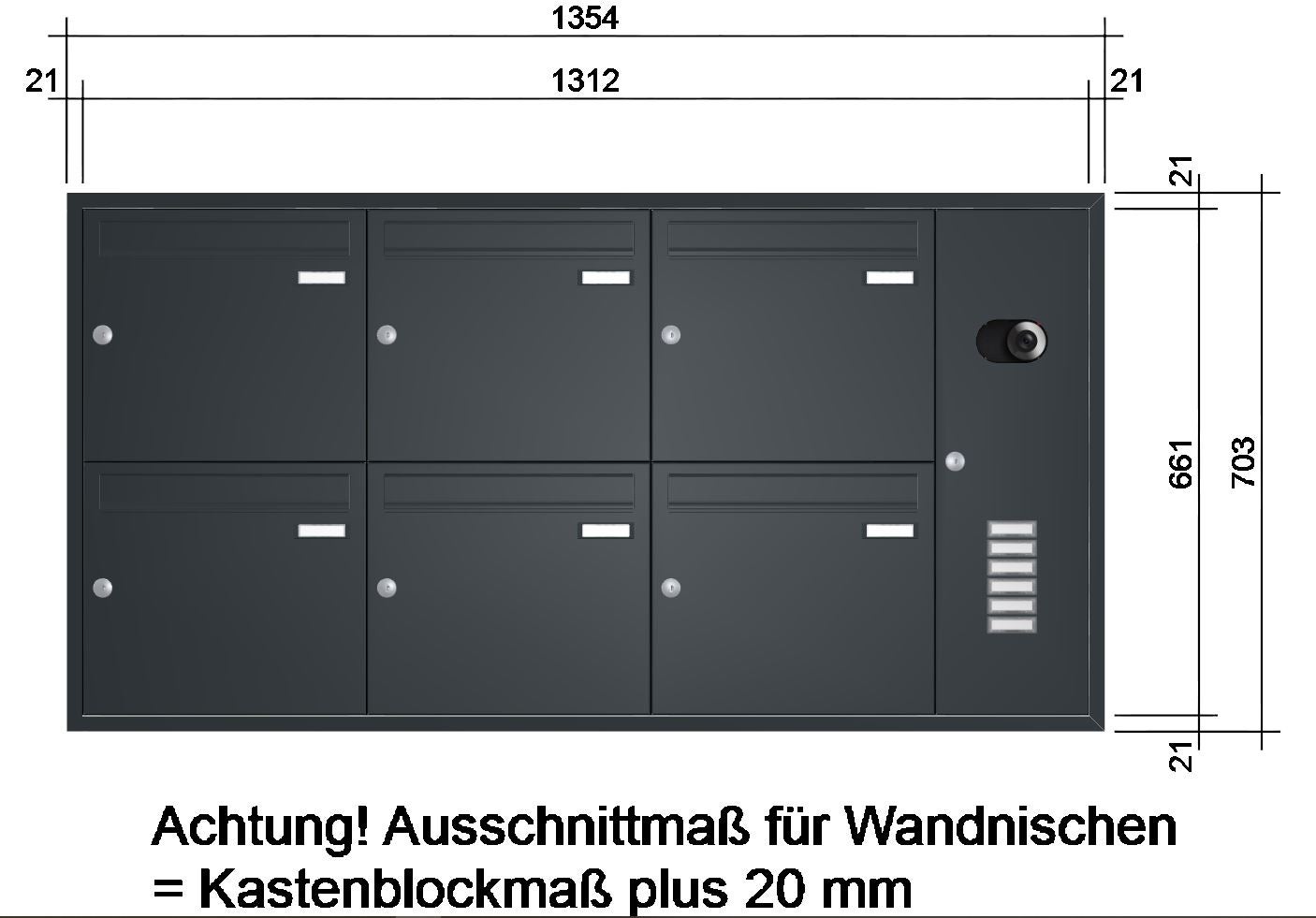 Unterputz Briefkastenanlage mit Kamera UP2V