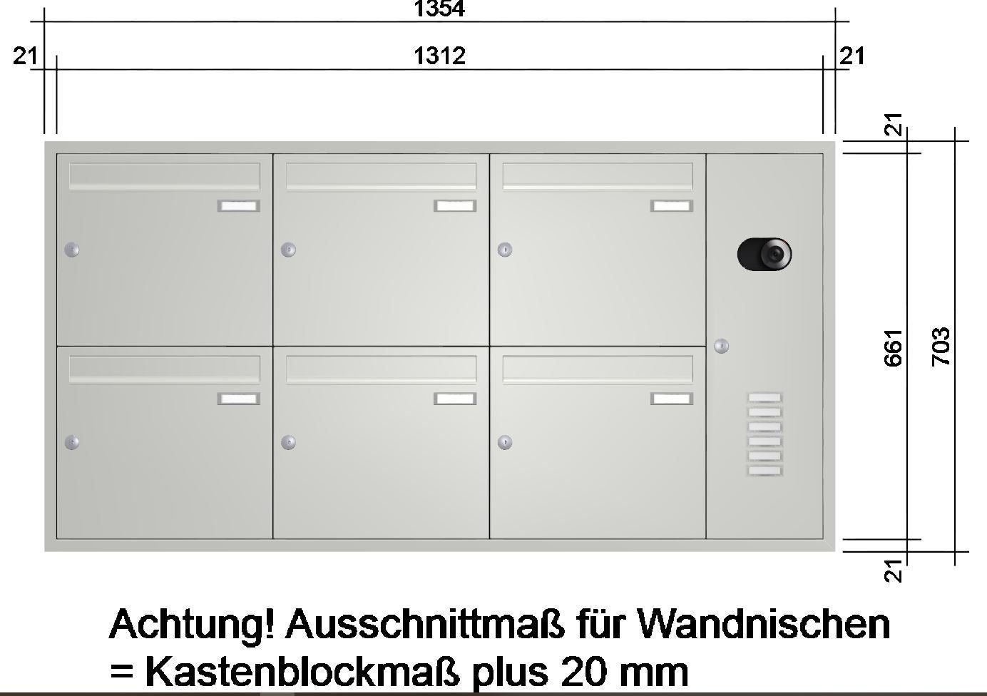 Unterputz Briefkastenanlage mit Kamera UP2V