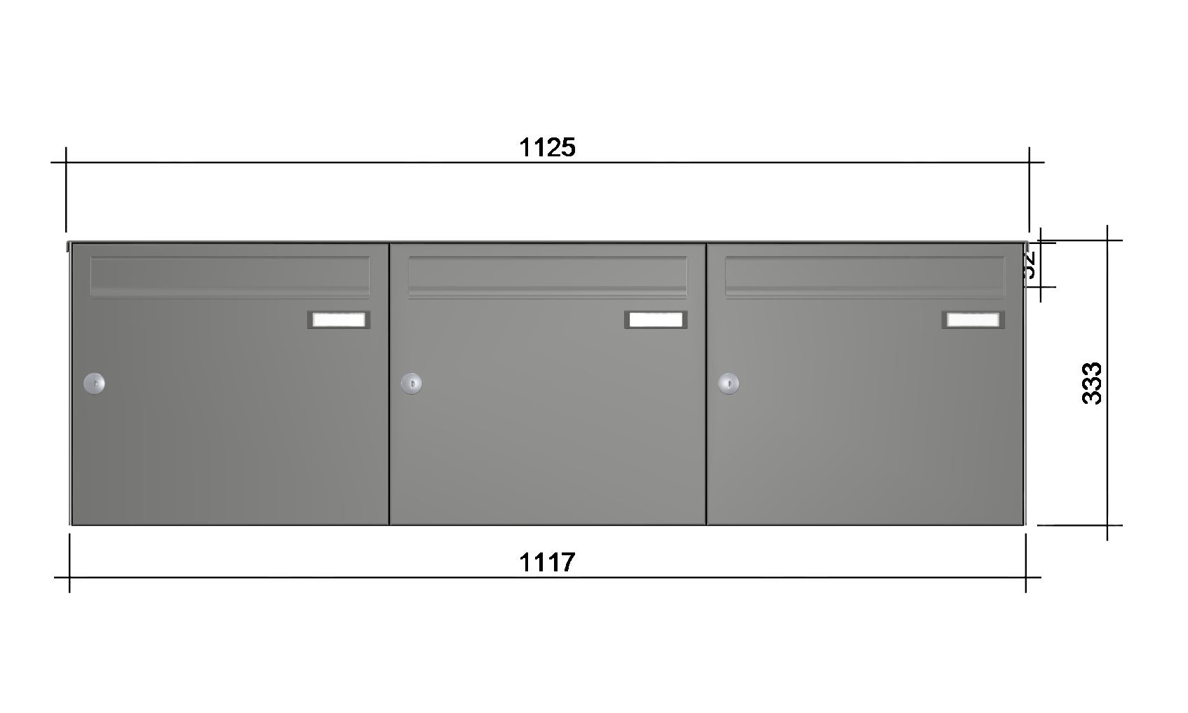 Aufputz Briefkasten 3fach RI244