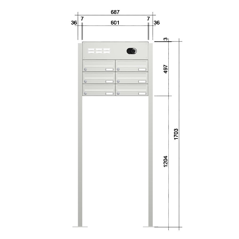 Briefkastenanlage freistehend mit Kamera FS40HKK