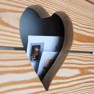 keilbach Design Briefkasten glasnost wood heart Edelstahl