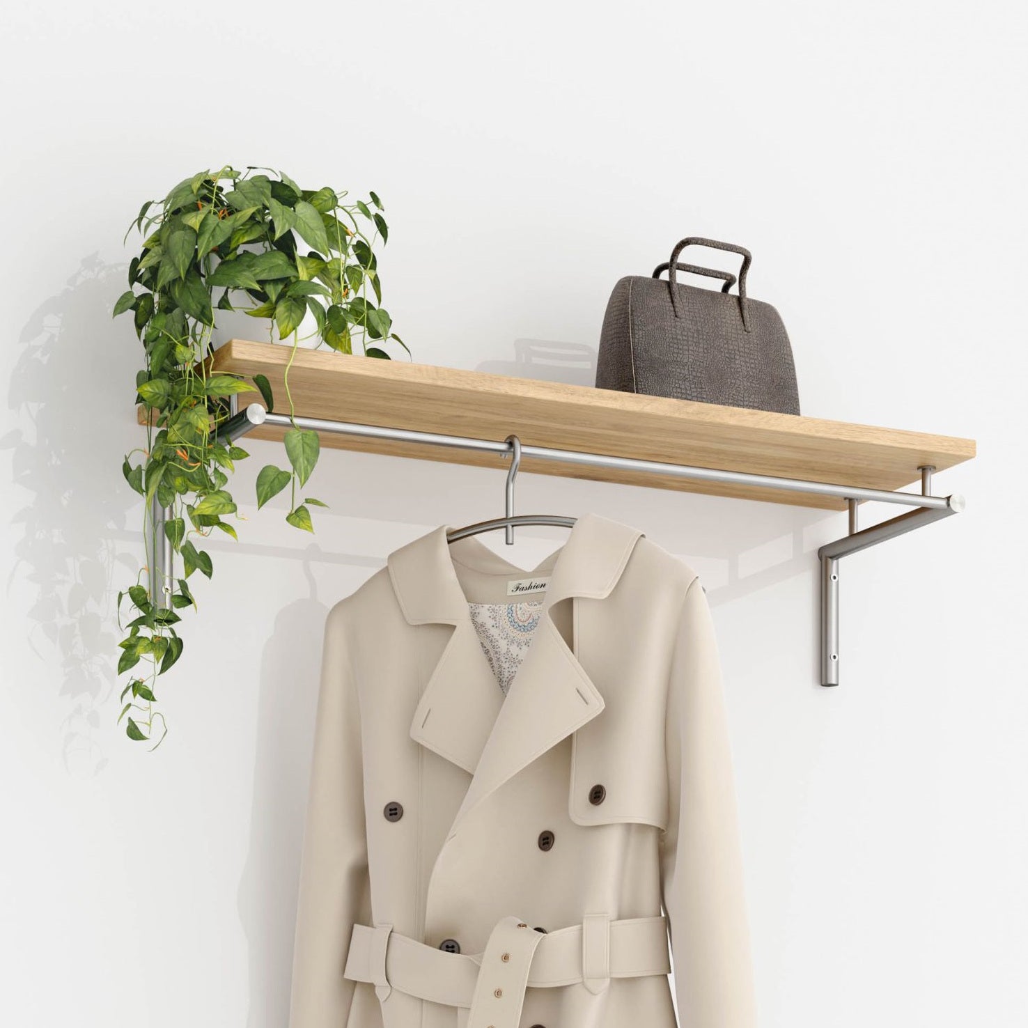 Design Wandgarderobe Edelstahl mit Ablage G13H Design Wandgarderobe Edelstahl mit Ablage G13H