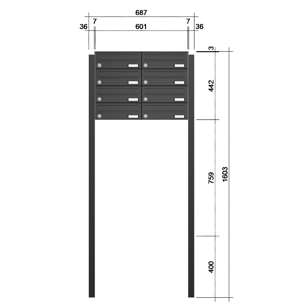 Freistehende Briefkastenanlage FS40H