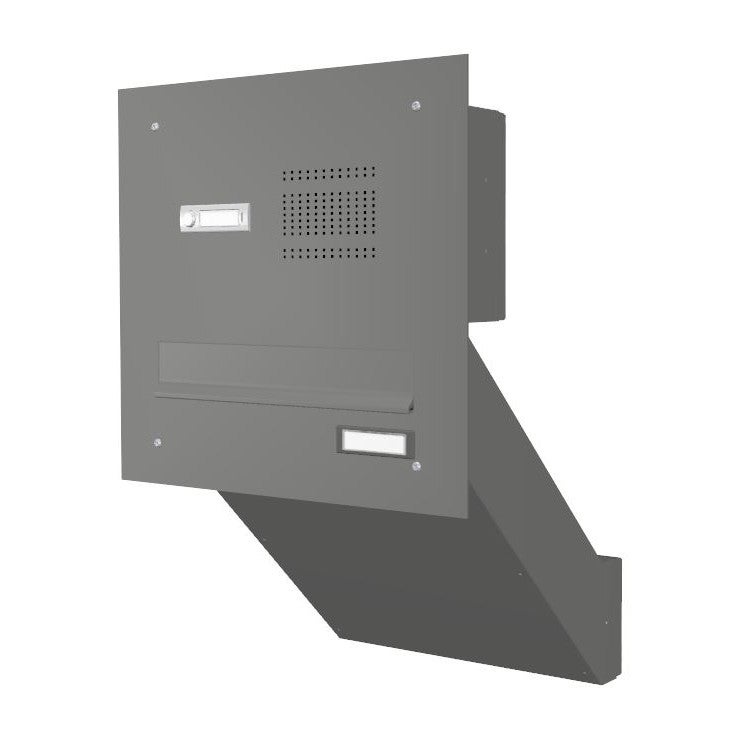 1er-Mauerdurchwurf-Briefkasten-mit-Klingel-grau-MK1 1er Mauerdurchwurf Briefkasten mit Klingel MK1