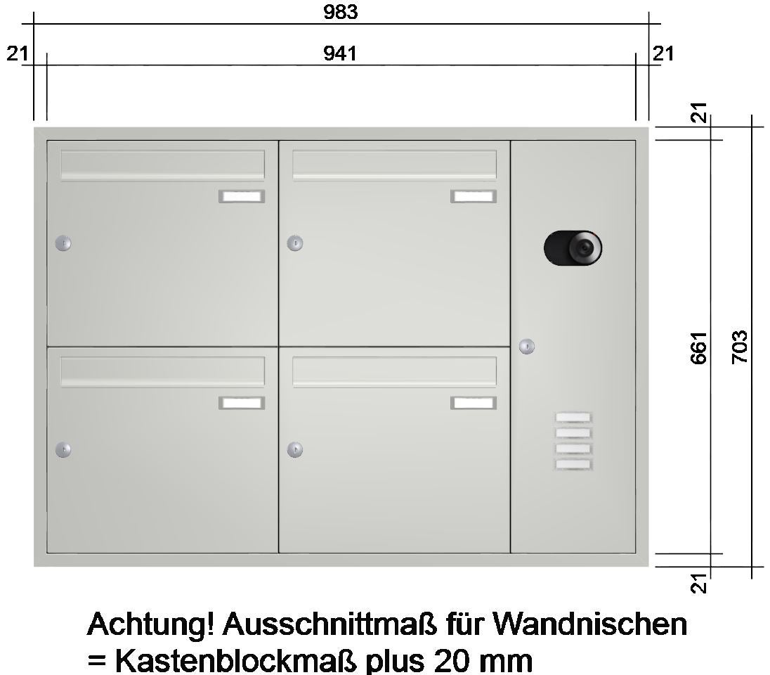 Unterputz Briefkastenanlage mit Kamera UP2V