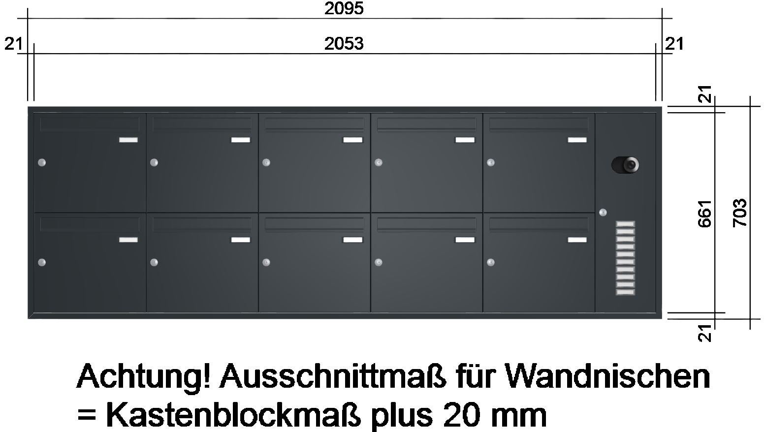 Unterputz Briefkastenanlage mit Kamera UP2V