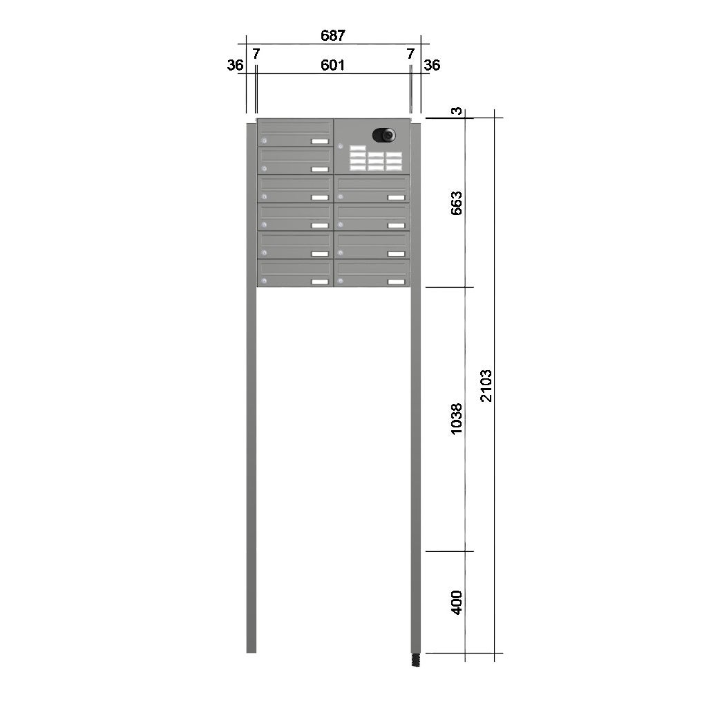 Briefkastenanlage freistehend mit Kamera FS40HKK