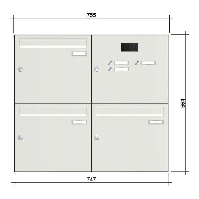 3er Aufputz Briefkastenanlage mit Video AP3V