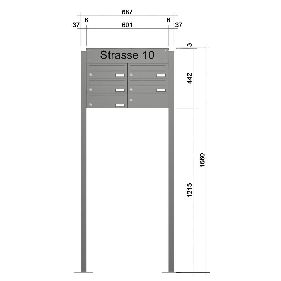 Briefkastenanlage freistehend mit Straßenname BF809