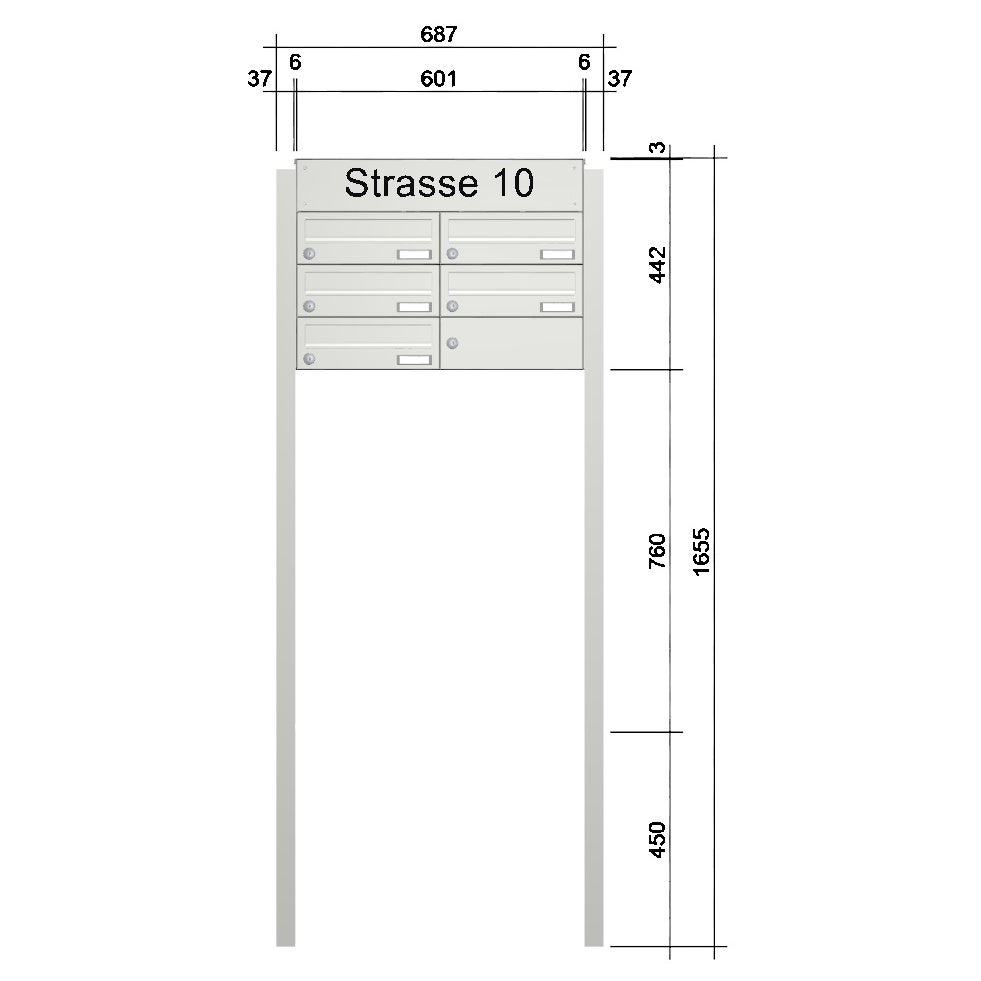 Briefkastenanlage freistehend mit Straßenname BF809