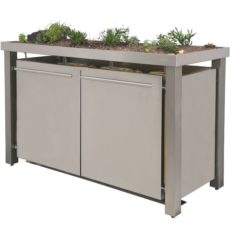 mb12_edelstahl_malltonnenbox MB12 Edelstahl Mülltonnenbox 120/240 Liter mit Pflanzwanne