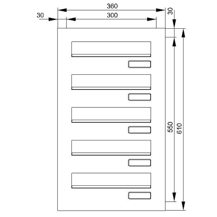 5 Tüseitenteil Briefkastenanlage waagerechte Kästen TB1
