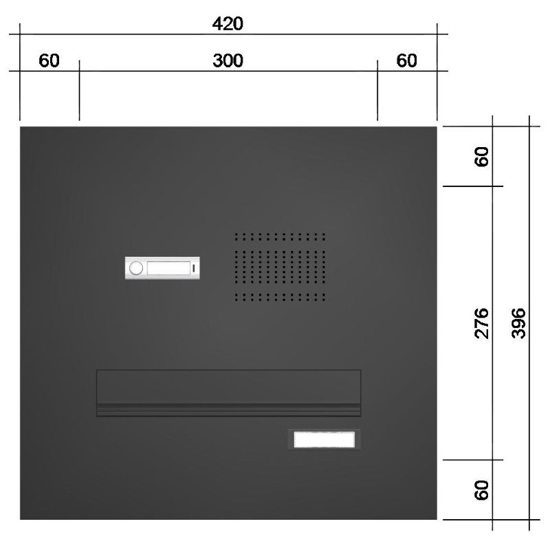 Türseitenteil Briefkastenanlage mit Klingel TB2