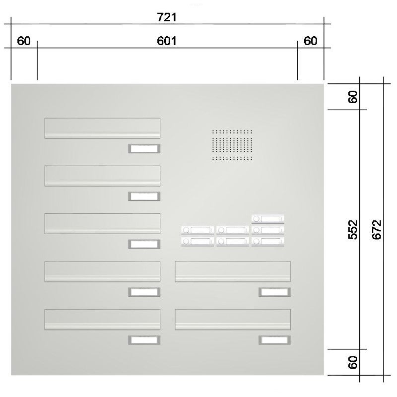 Türseitenteil Briefkastenanlage mit Klingel TB2