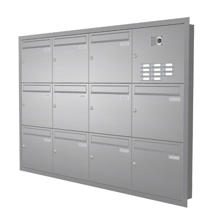 11er Unterputz Briefkastenanlage mit Video Edelstahl UP1V