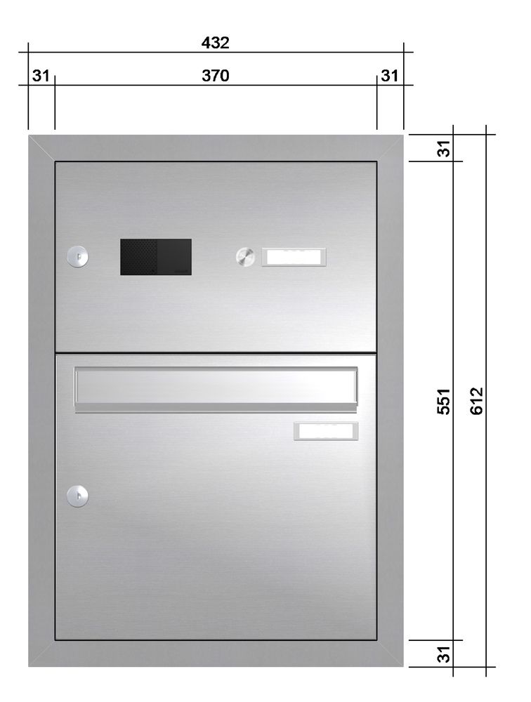 Edelstahl Unterputz Briefkasten mit Klingel UP22E