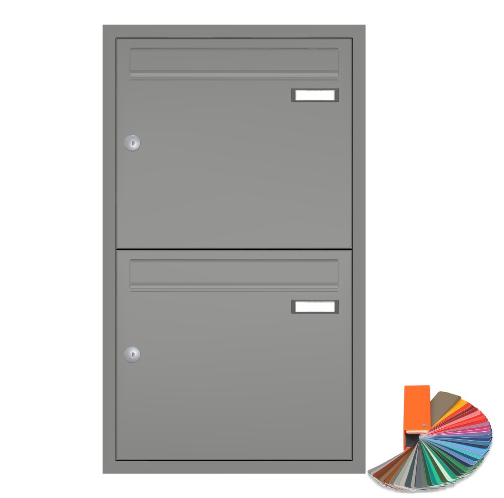 2er Unterputz Briefkasten übereinander grau up10a