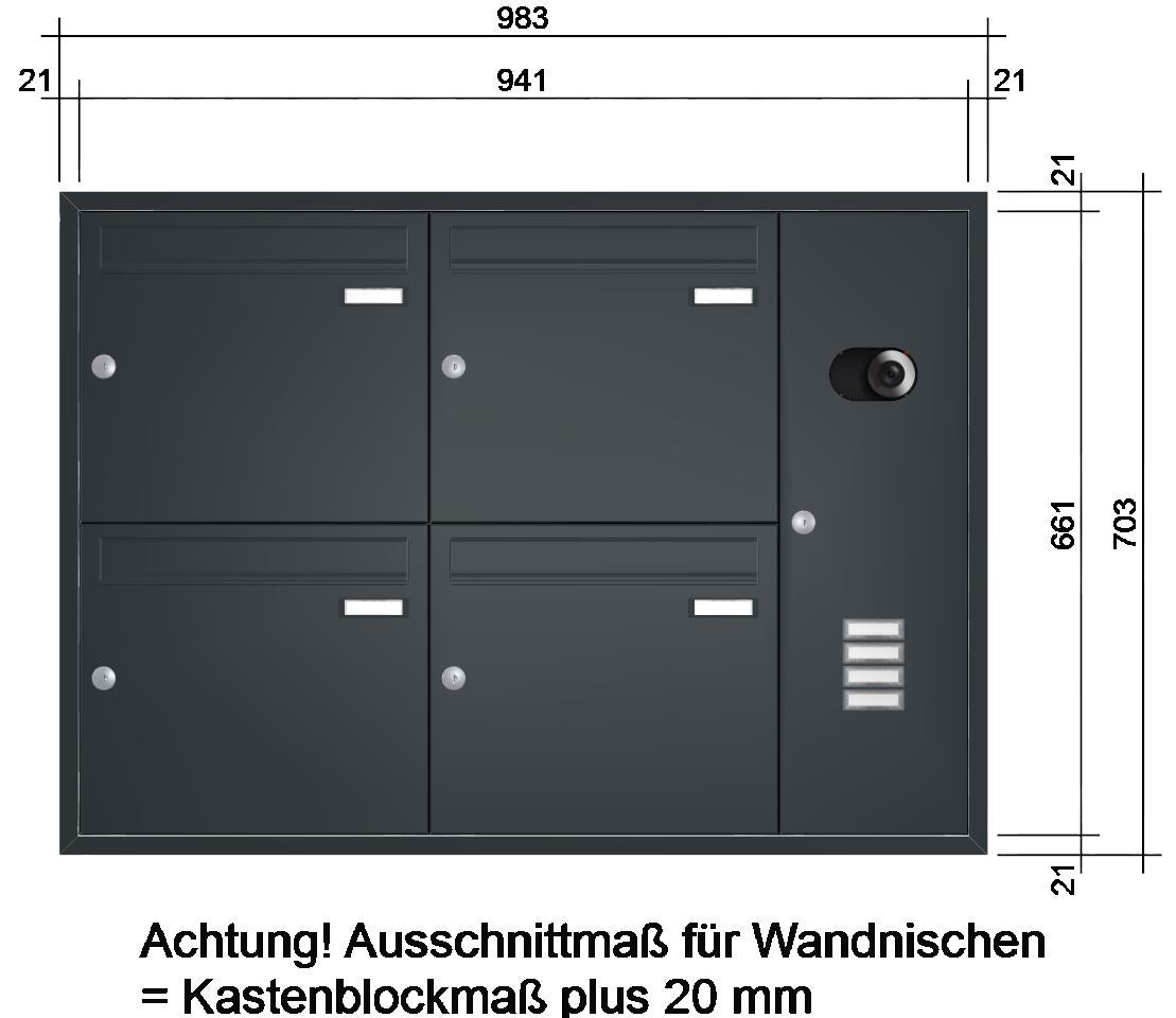 Unterputz Briefkastenanlage mit Kamera UP2V