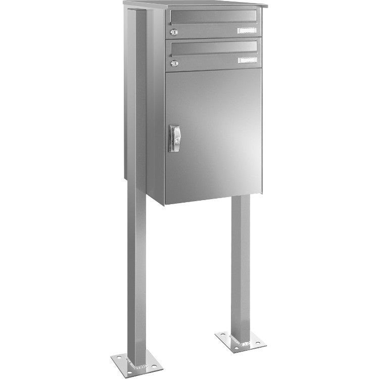 Knobox6-Stand-Paketbox-Edelstahl P7 Stand Paketbriefkasten mit 2 Briefkästen Edelstahl