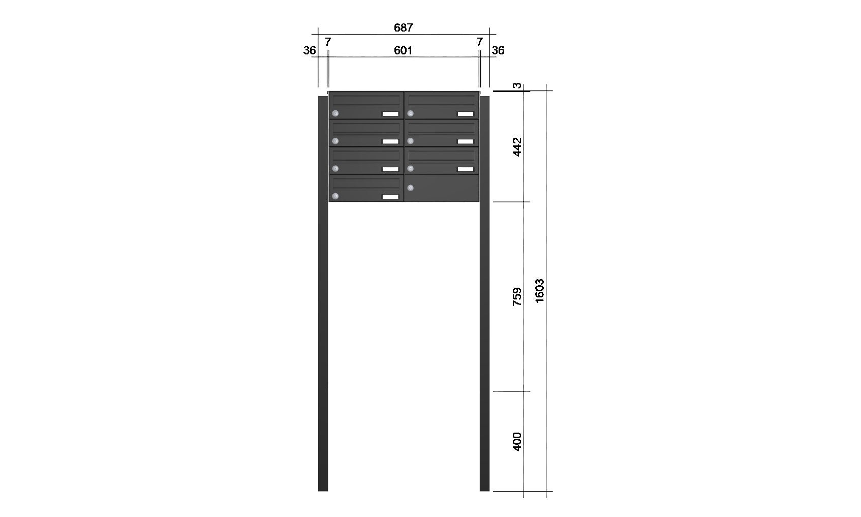 Freistehende Briefkastenanlage FS40H