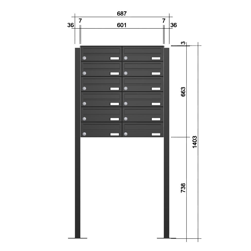 Freistehende Briefkastenanlage FS40H