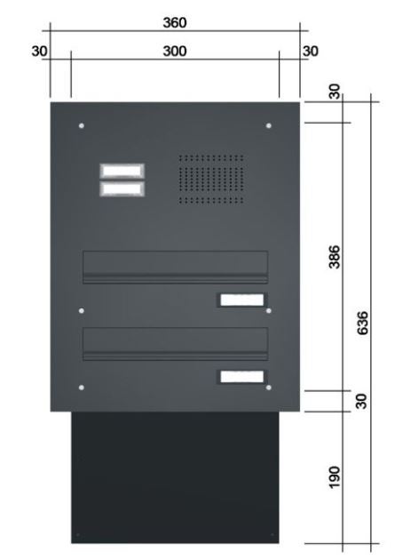 2er Mauerdurchwurf Briefkasten mit Klingel MK2