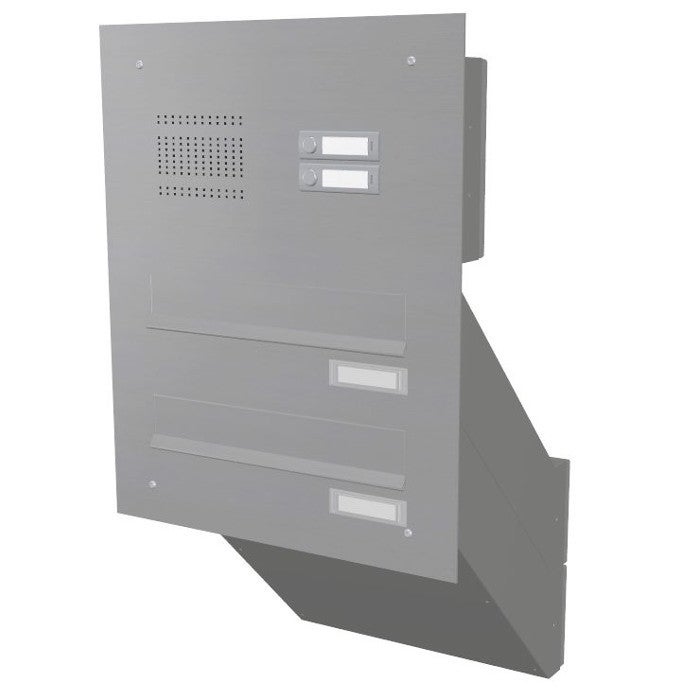 2er Mauerdurchwurf Briefkastenanlage Edelstahl mit Klingel