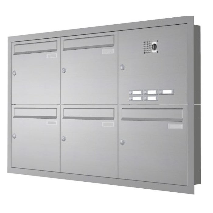 5er Unterputz Briefkastenanlage mit Video Edelstahl UP1V