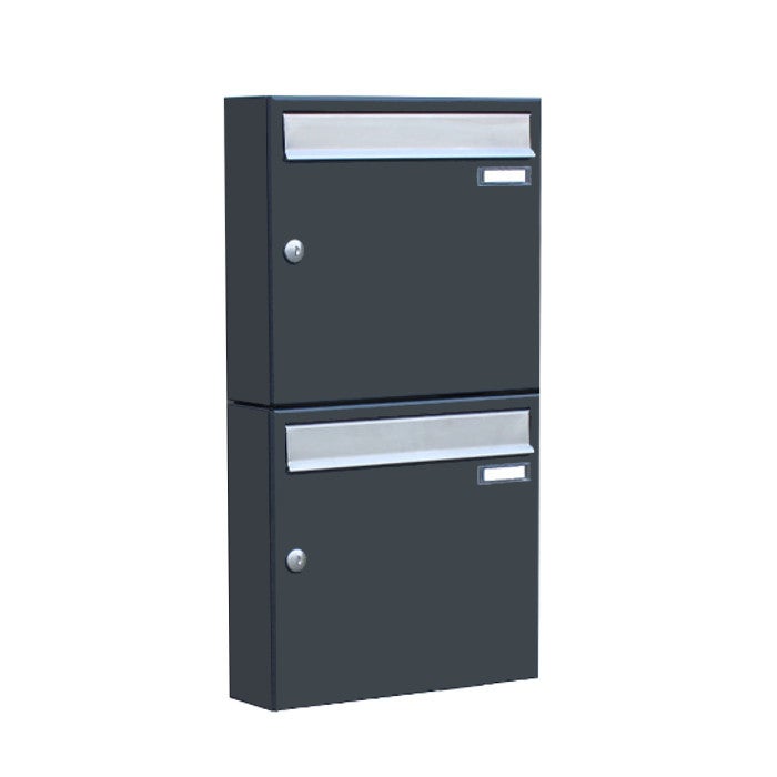 Design-Doppel-Briefkasten-anthrazit-3 2er Aufputz Briefkastenanlage RAL7016 AP3