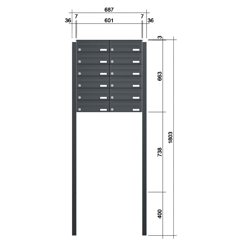 Freistehende Briefkastenanlage FS40H