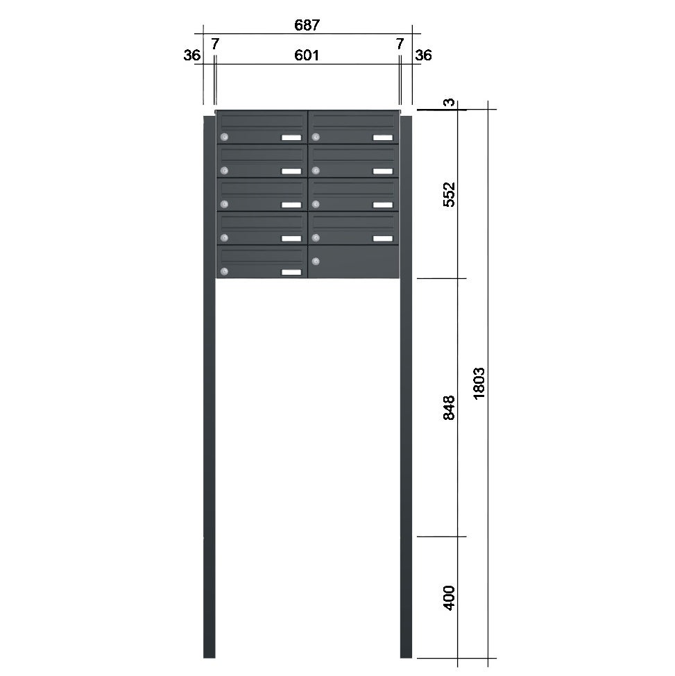 Freistehende Briefkastenanlage FS40H