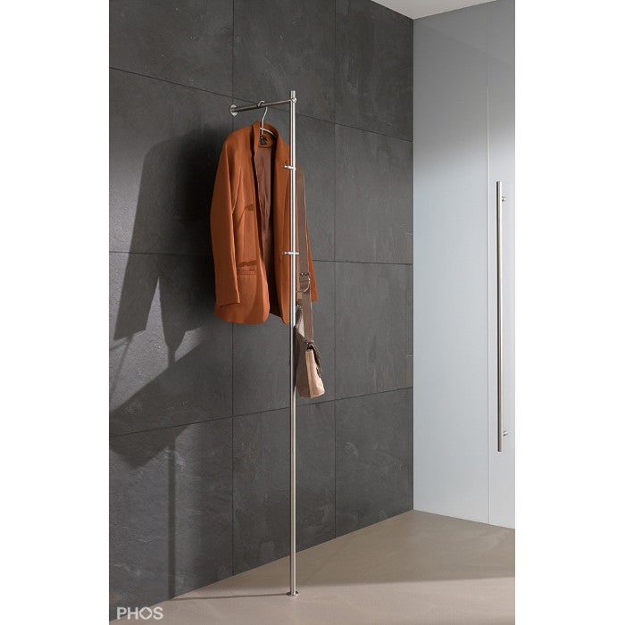 Standgarderobe-L-form-Edelstahl-GL1 Standgarderobe Edelstahl gebürstet GL1