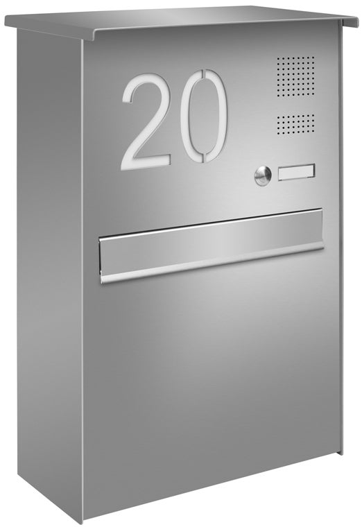 Zaunbriefkasten-Edelstahl-mit-Klingel-Hausnummer Z6 Zaunbriefkasten mit Klingel & Hausnummer Entnahme hinten
