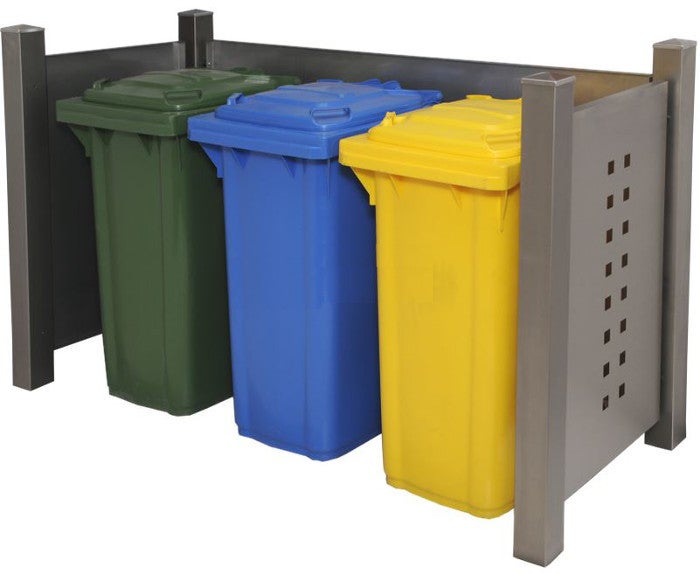 M-lltonnen-Einfriedung-mit-Edelstahl MB21 Mülltonnen-Umrandung Edelstahl 120/240 Liter
