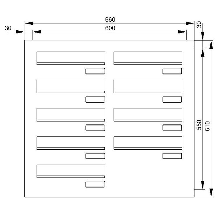 9 Türseitenteil Briefkastenanlage Edelstahl waagerechte Kästen TB4