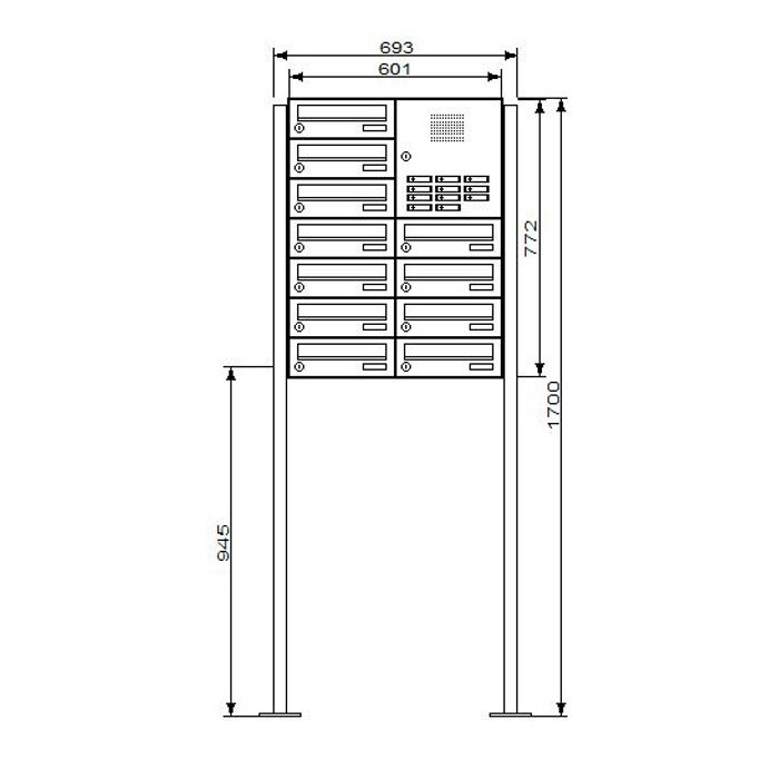 Knobloch Briefkastenanlage freistehend mit Klingel FS40HK