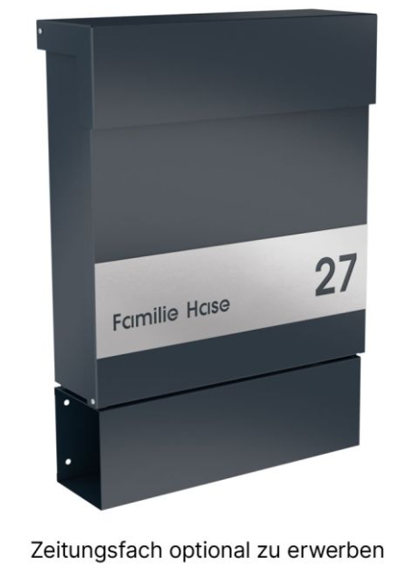 BOX1-1 Design Briefkasten Anthrazit mit Beschriftung