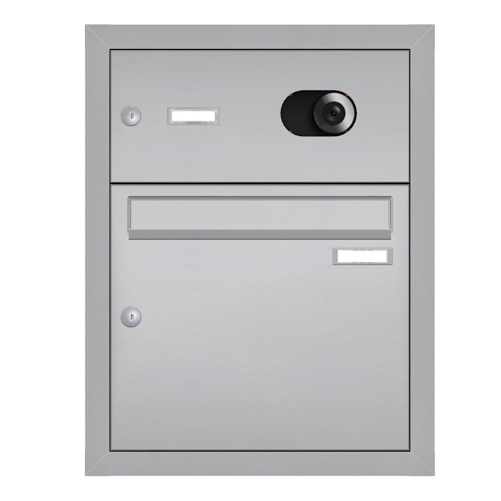 Unterputz-Briefkasten-mit-Kamera-Edelstahl-UP3V Edelstahl Unterputz Briefkasten mit Kamera + Klingel
