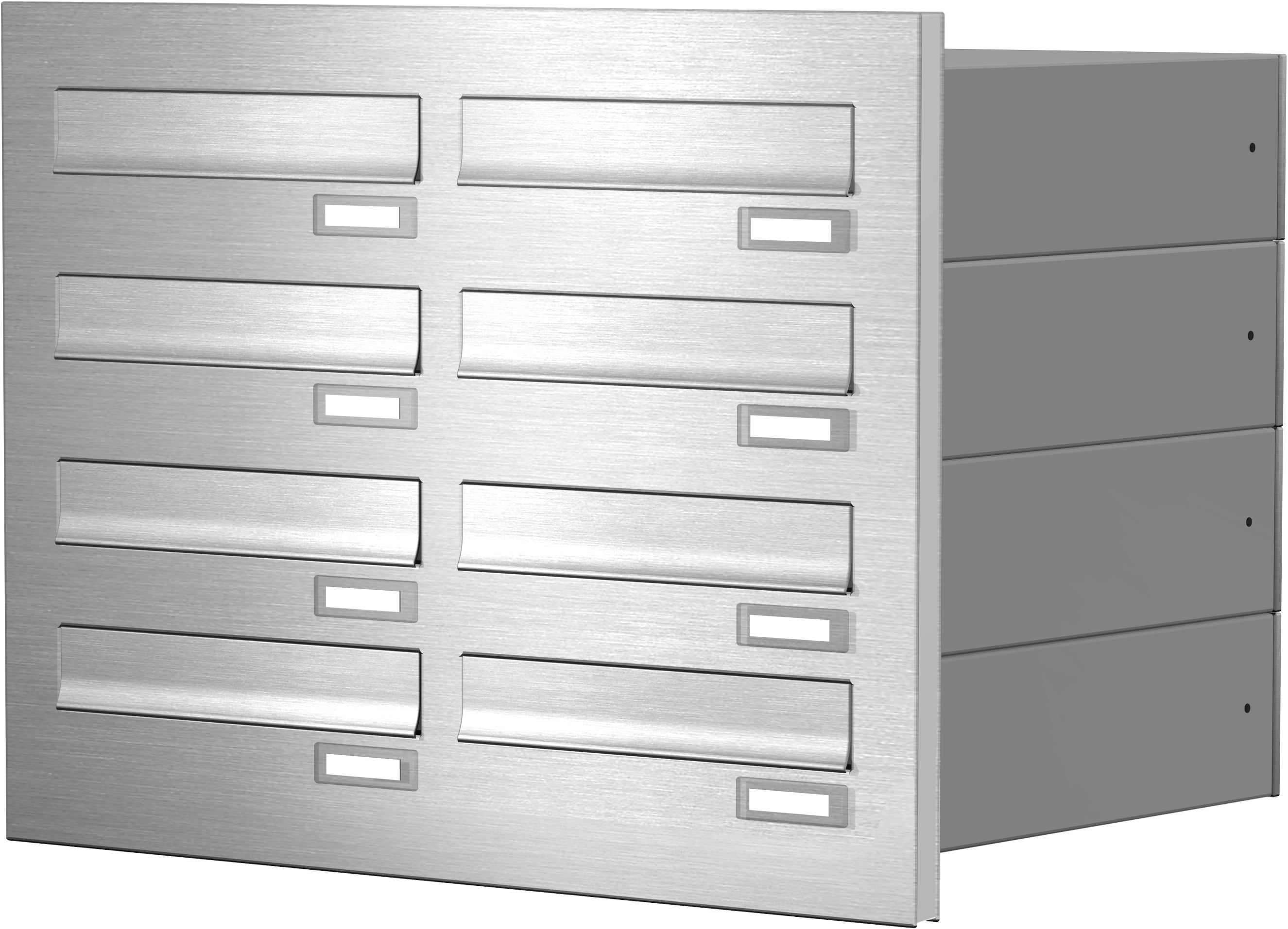 8er Türseitenteil Briefkastenanlage Edelstahl waagerechte Kästen TB4