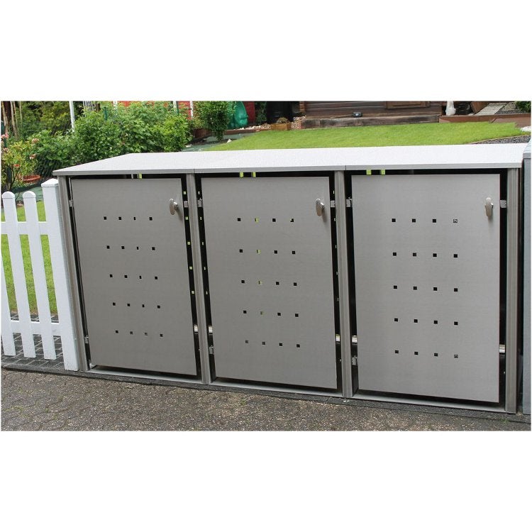 MB4 3er Mülltonnenbox Edelstahl 120 / 240 Liter