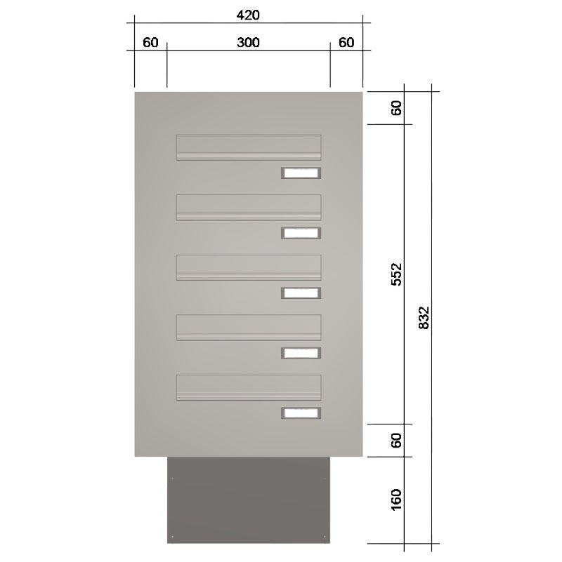 5 Tüseitenteil Briefkastenanlage schräge Kästen TB6 Weißaluminium RAL 9006