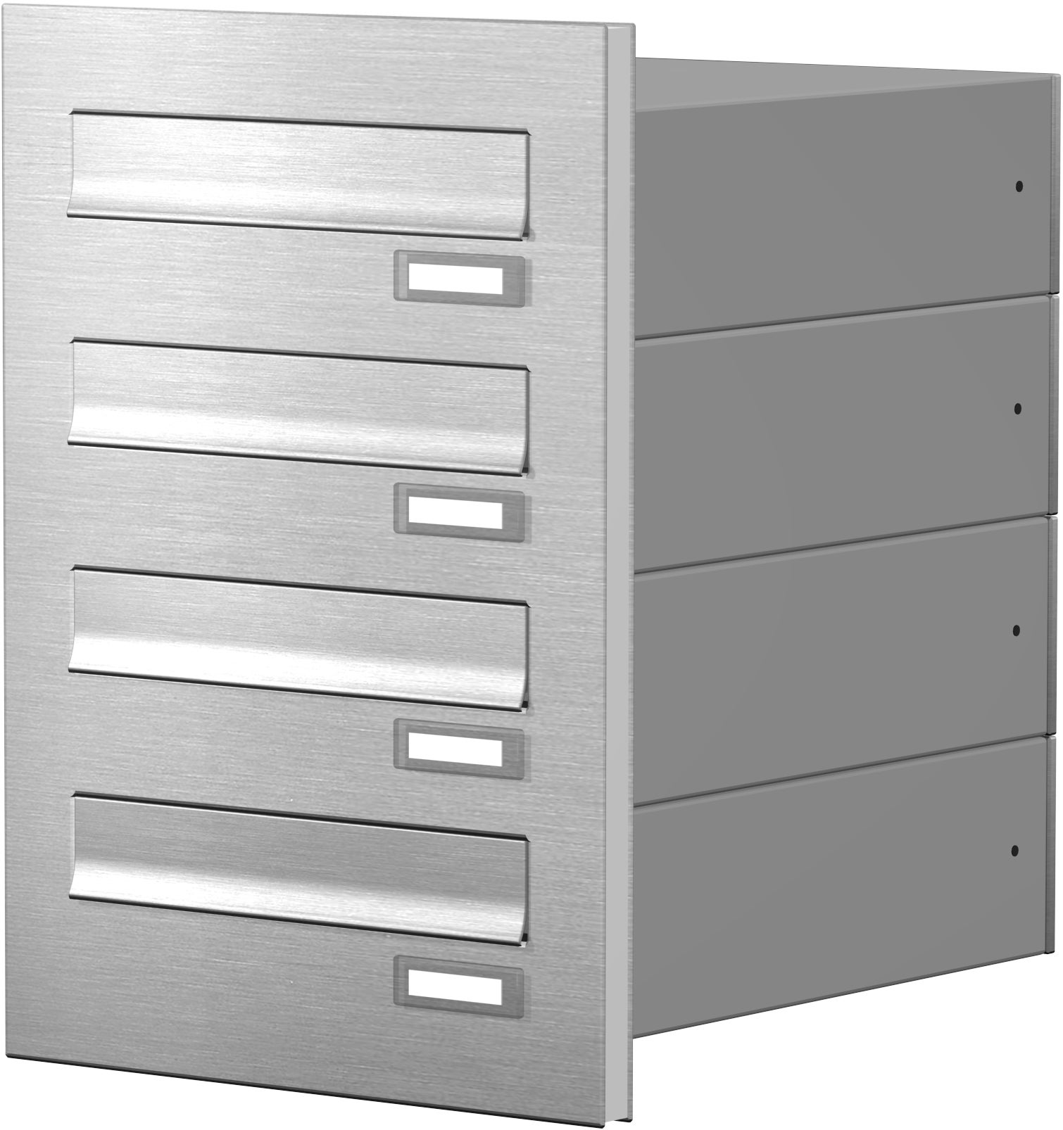 4er Türseitenteil Briefkastenanlage Edelstahl waagerechte Kästen TB4
