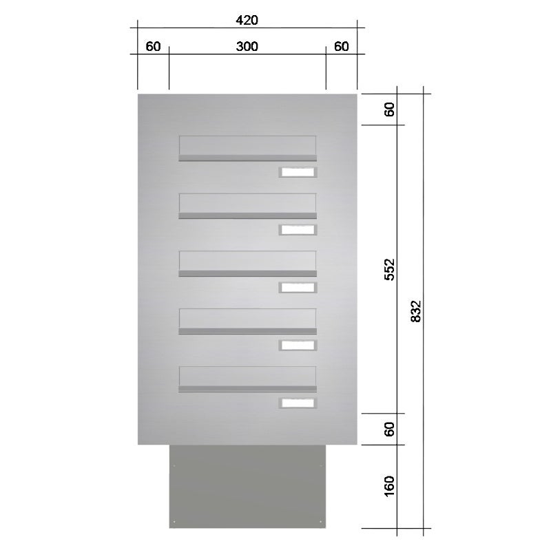5 Türseitenteil Briefkastenanlage Edelstahl schräge Kästen TB7