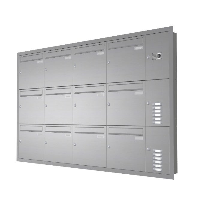 12er Unterputz Briefkastenanlage mit Video Edelstahl UP1V