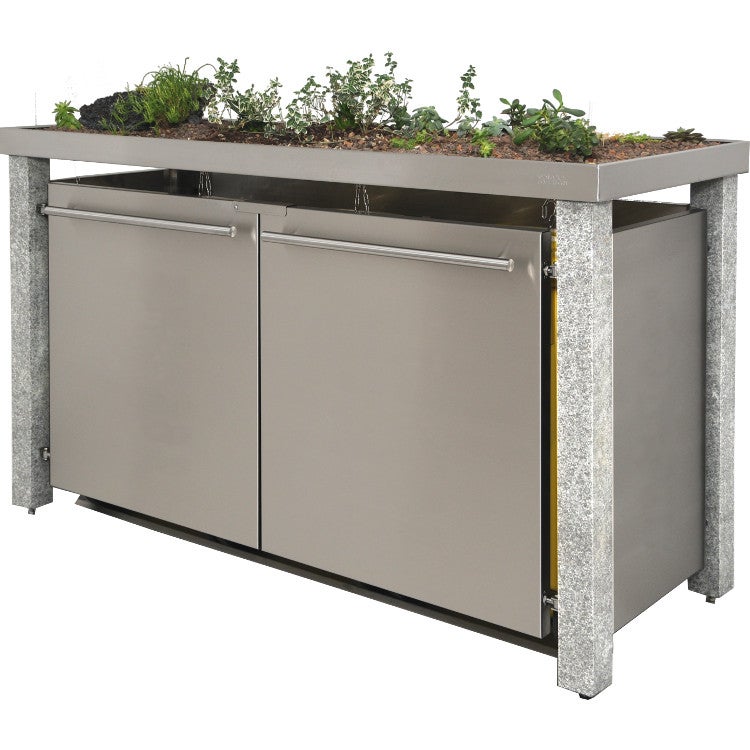 mb16-1_edelstahl_malltonnenbox_120240_liter MB16 3er Edelstahl + Granit Mülltonnenbox 120/240 Liter mit Pflanzwanne